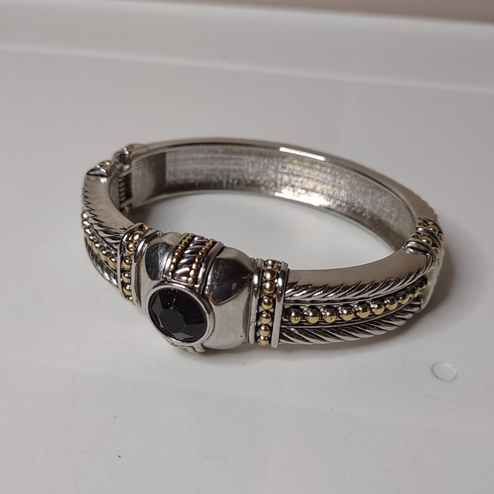 6.5 Inch Two Tone Hinged Metal Bracelet